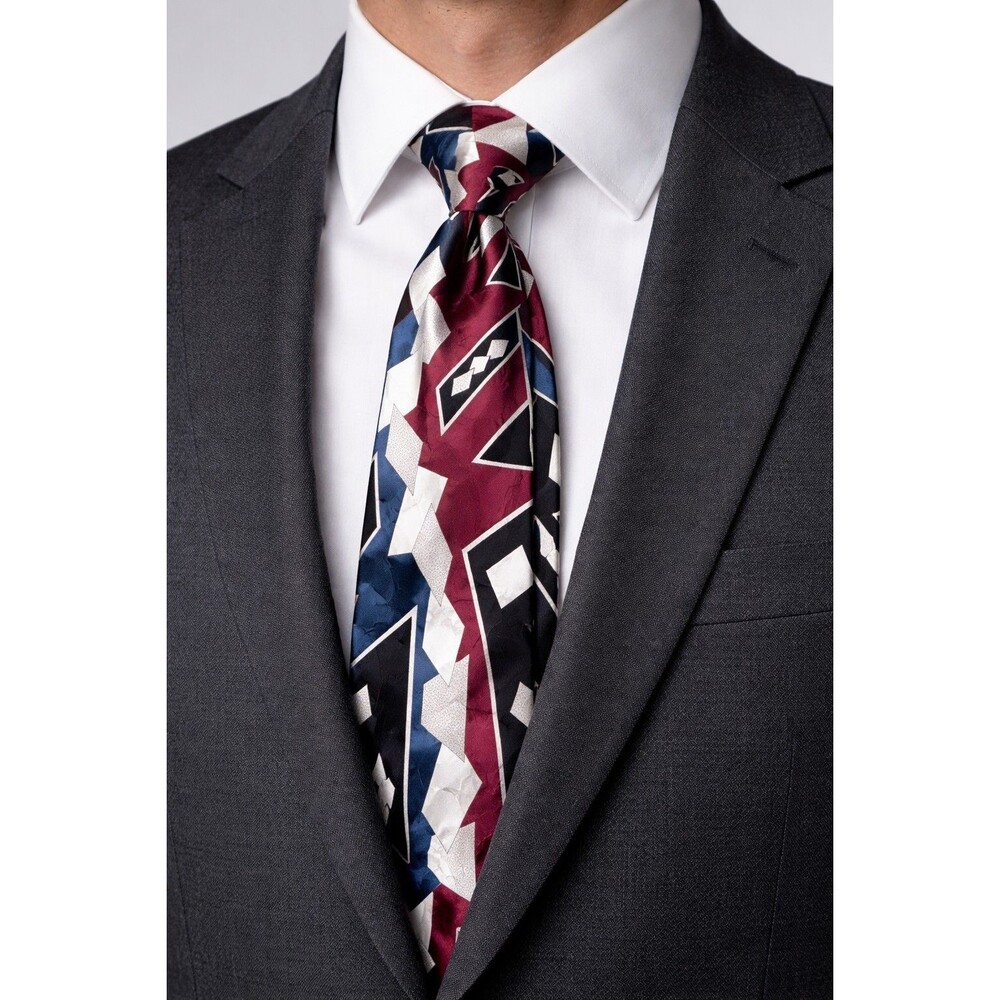 Tie 70s 80s 90s Y2K Mens Austin Grey Silk Blue Red Black Ivory 3.75 Wide 56 Long